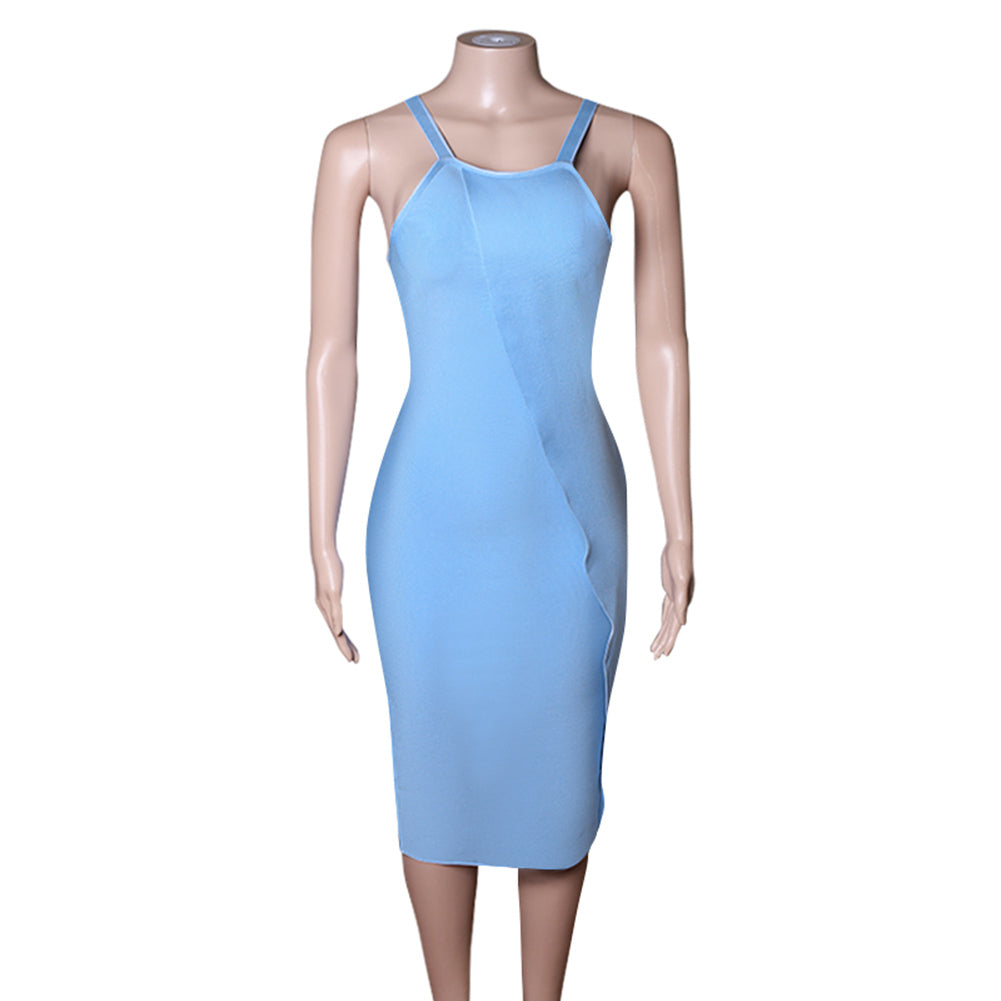 Strappy Sleeveless Frill Midi Bandage Dress PZL2766