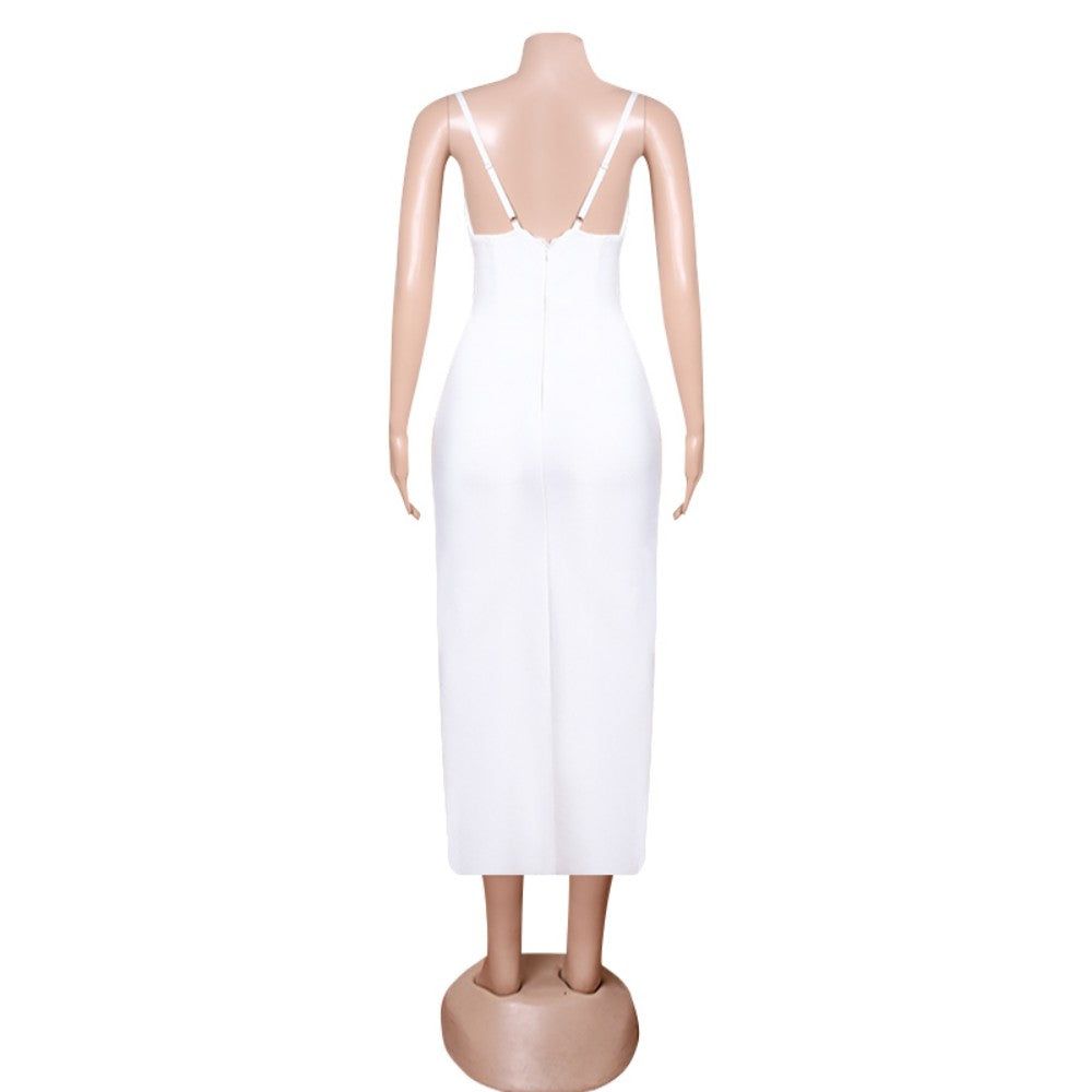 Strappy Sleeveless Midi Slit Bandage Dress PZL3011