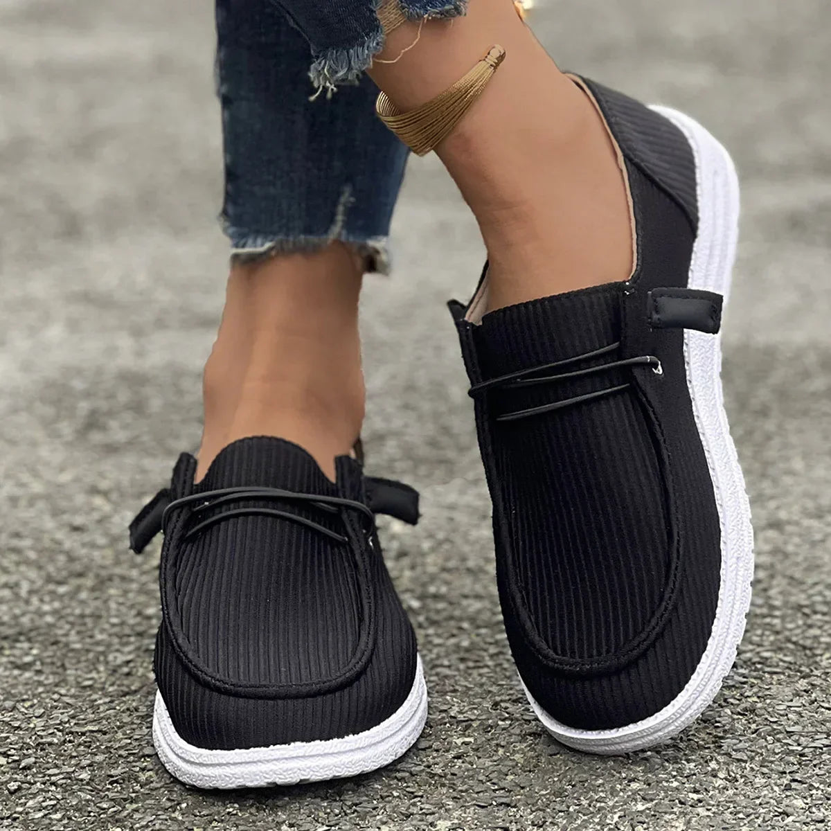 AntiSlip Flat Casual Walking Spring Autumn Round Toe Plus Size Flats Loafers