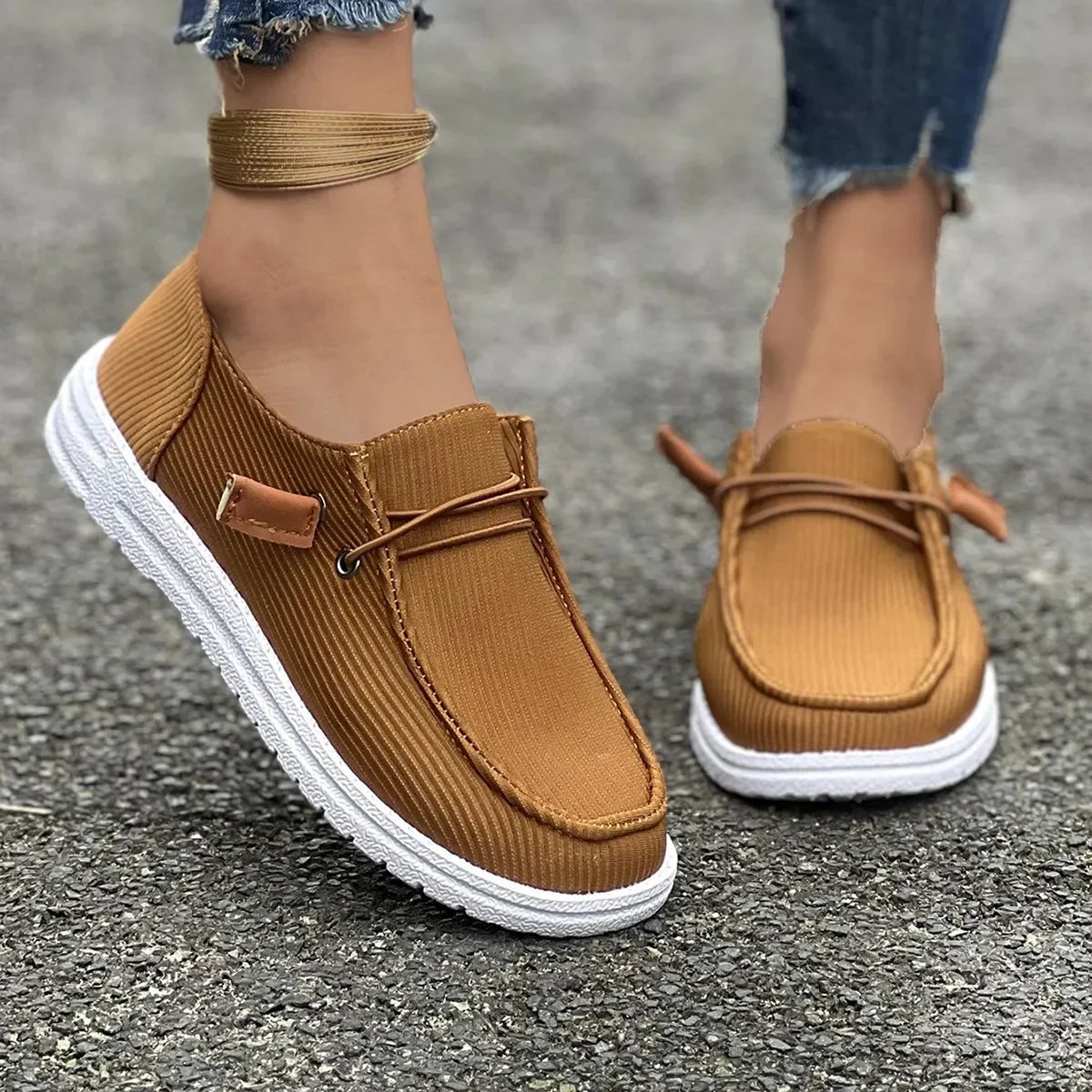 AntiSlip Flat Casual Walking Spring Autumn Round Toe Plus Size Flats Loafers