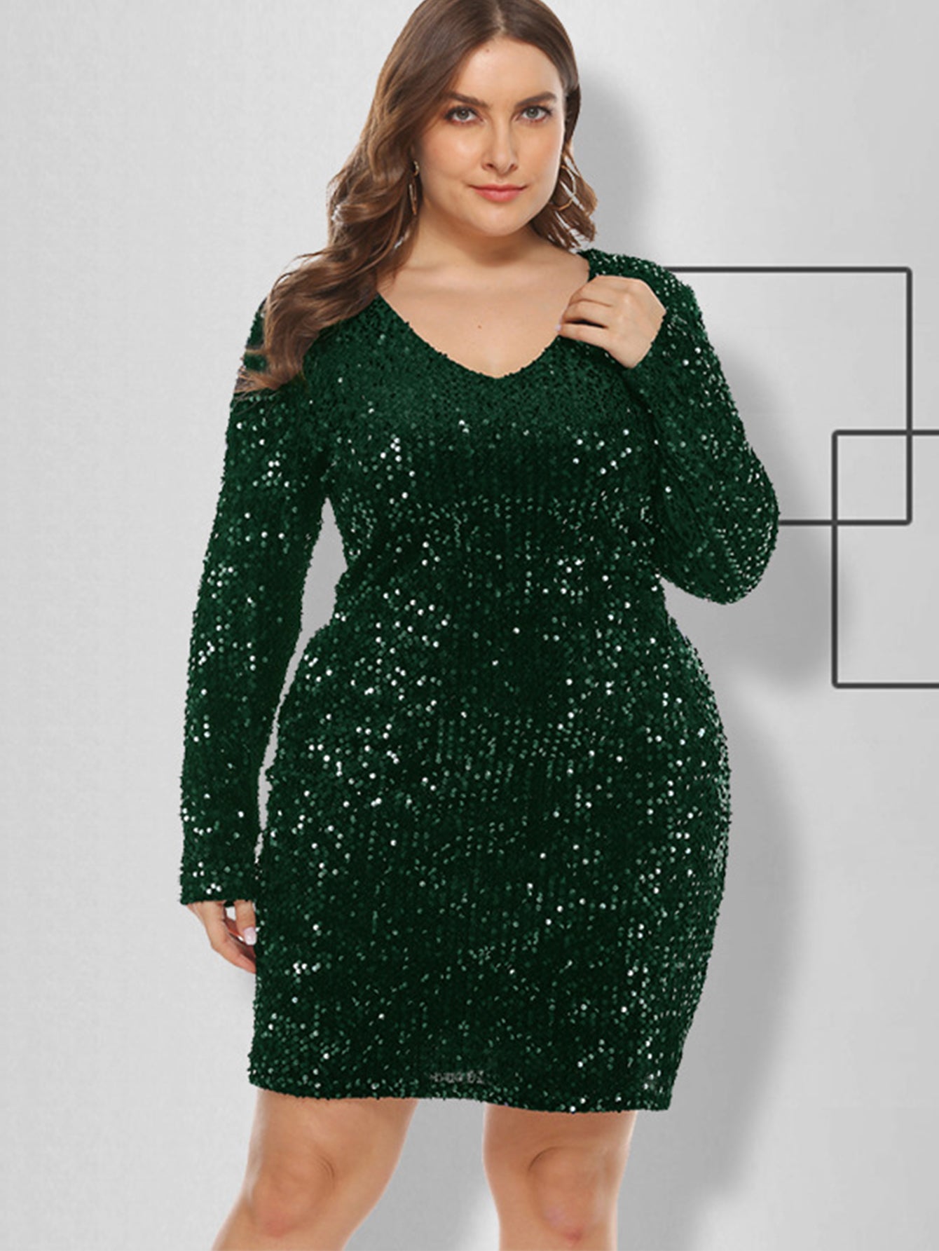 Plus Size Sequins Glitter Bodycon Dress