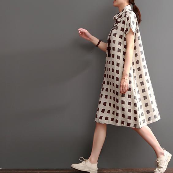 Print  New summer linen dress plus size shift dresses