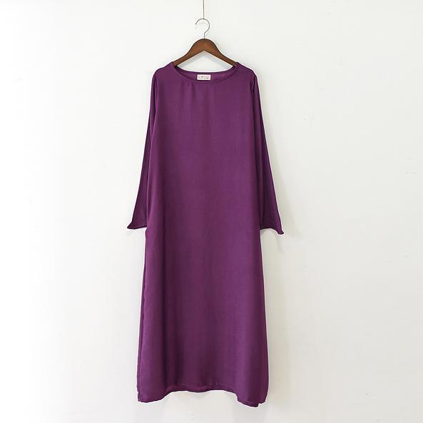 Purple silk dresses long sleeve maxi dress elegant fall winter dresses