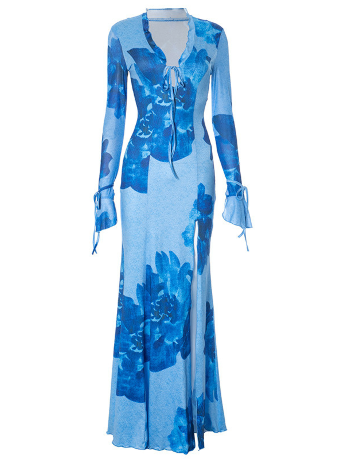 V Neck Split Floral Maxi Dress