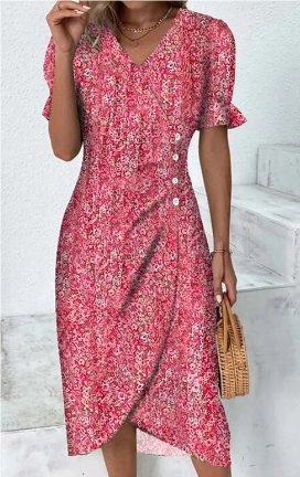 Geraldine Boutique Short Sleeve Dress with Floral Print Statement Occasion Edit