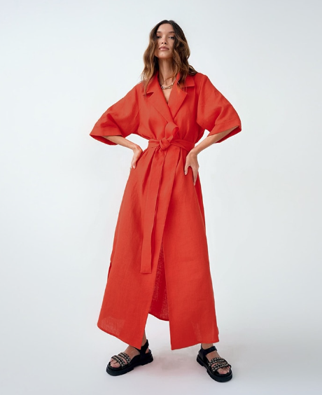Women’s Casual Loose Half Sleeve Cotton Linen Office Blazers Dress S / Red Dresses