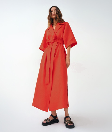 Women’s Casual Loose Half Sleeve Cotton Linen Office Blazers Dress S / Blue Dresses
