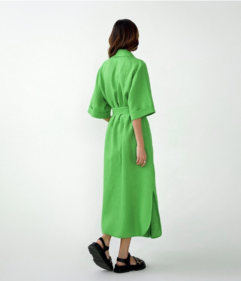 Women’s Casual Loose Half Sleeve Cotton Linen Office Blazers Dress M / Pink Dresses