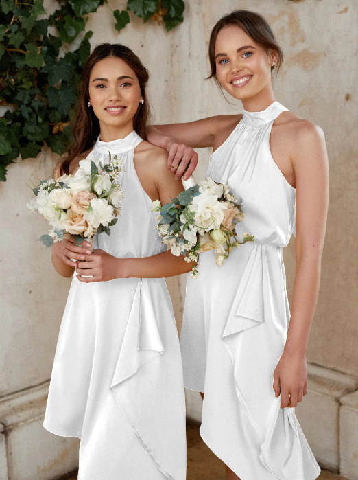 Satin Strap Dress With Hanging Neck S / Navy Blue Dresses