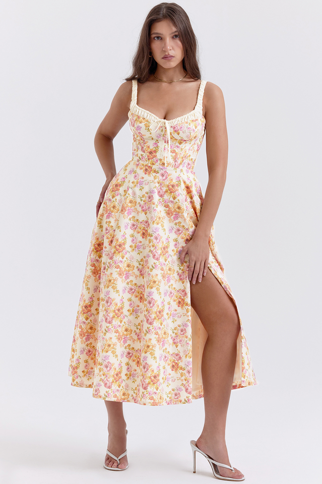 Sabrina Ivory Print Bustier Sundress