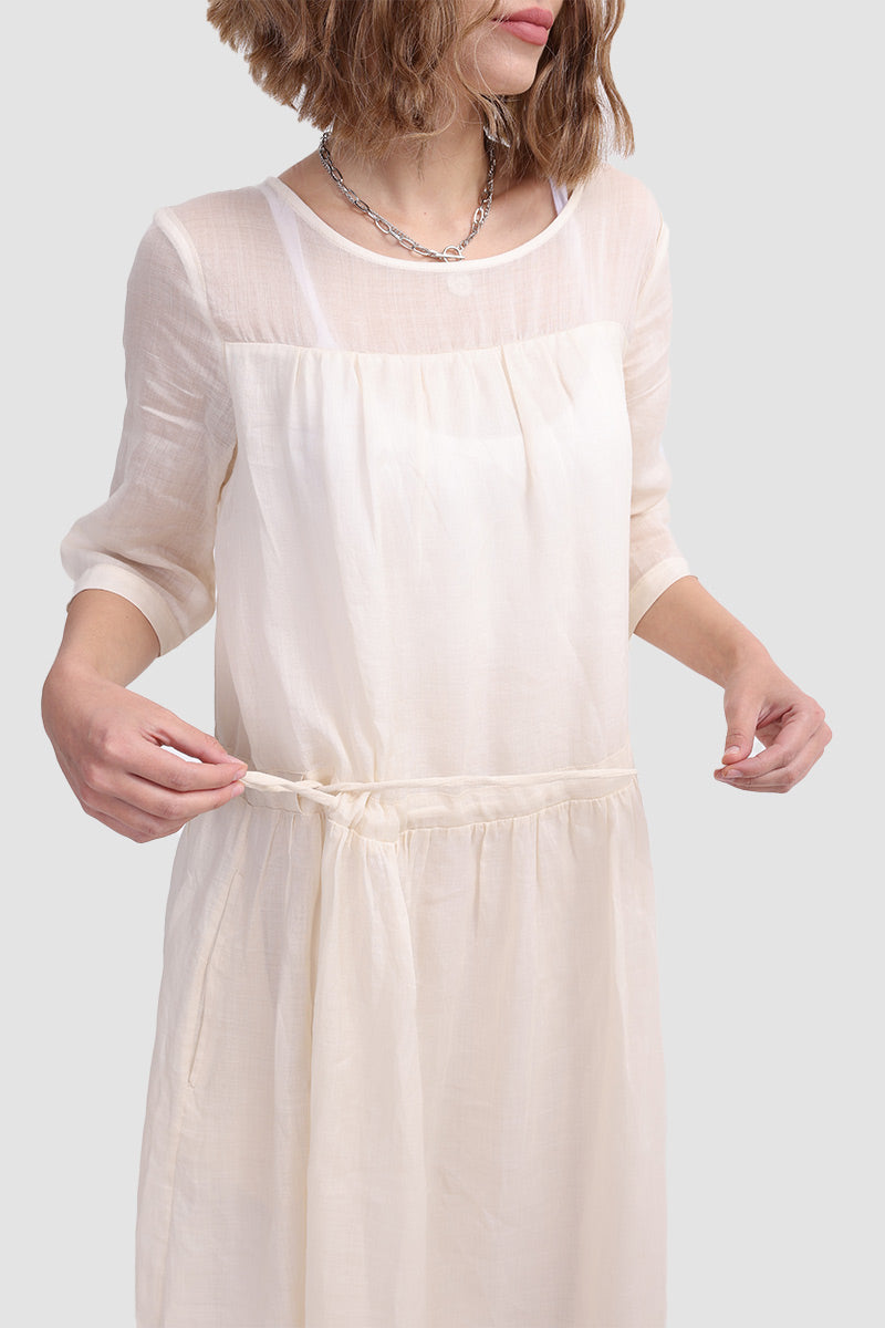 Ramona Dress In Ramie Fabric Off-White / L Midi Dresses