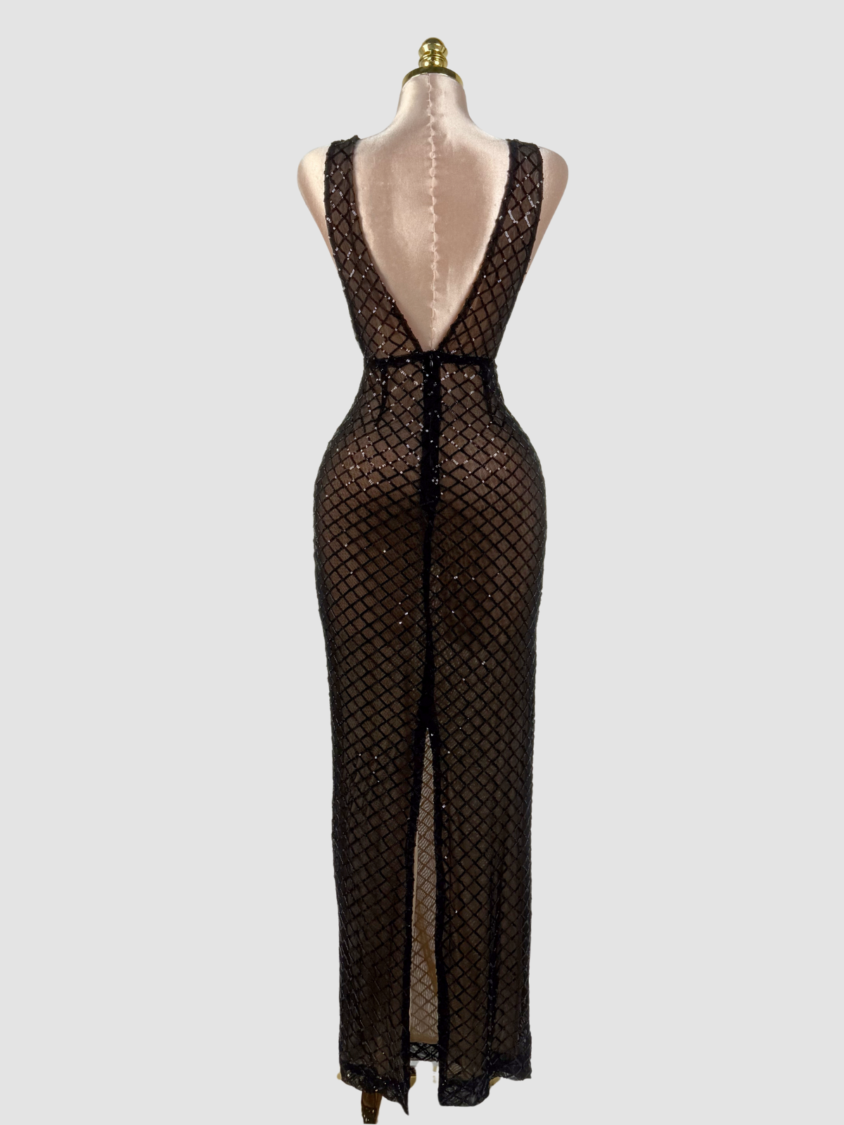 V Neck Bow Sequin Maxi Dress