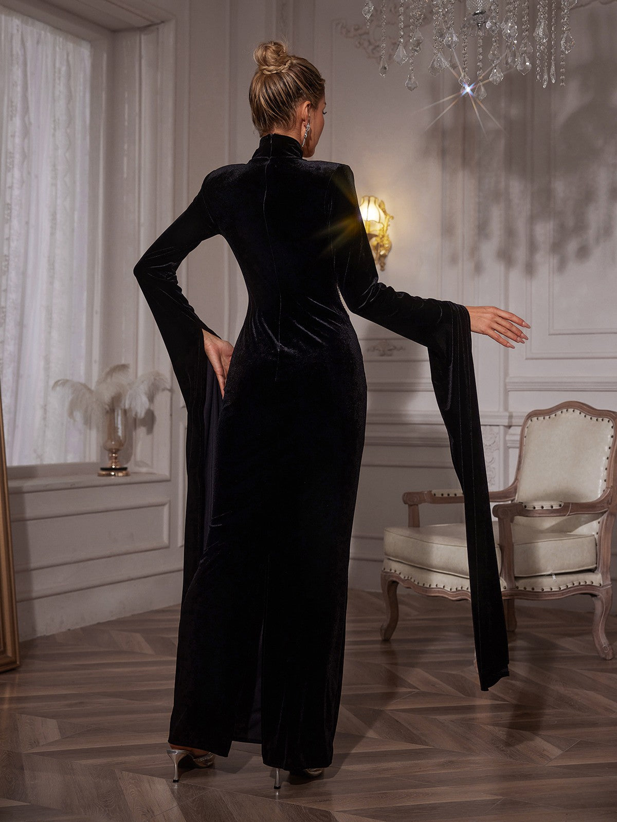Rhinestone Velvet Maxi Dress