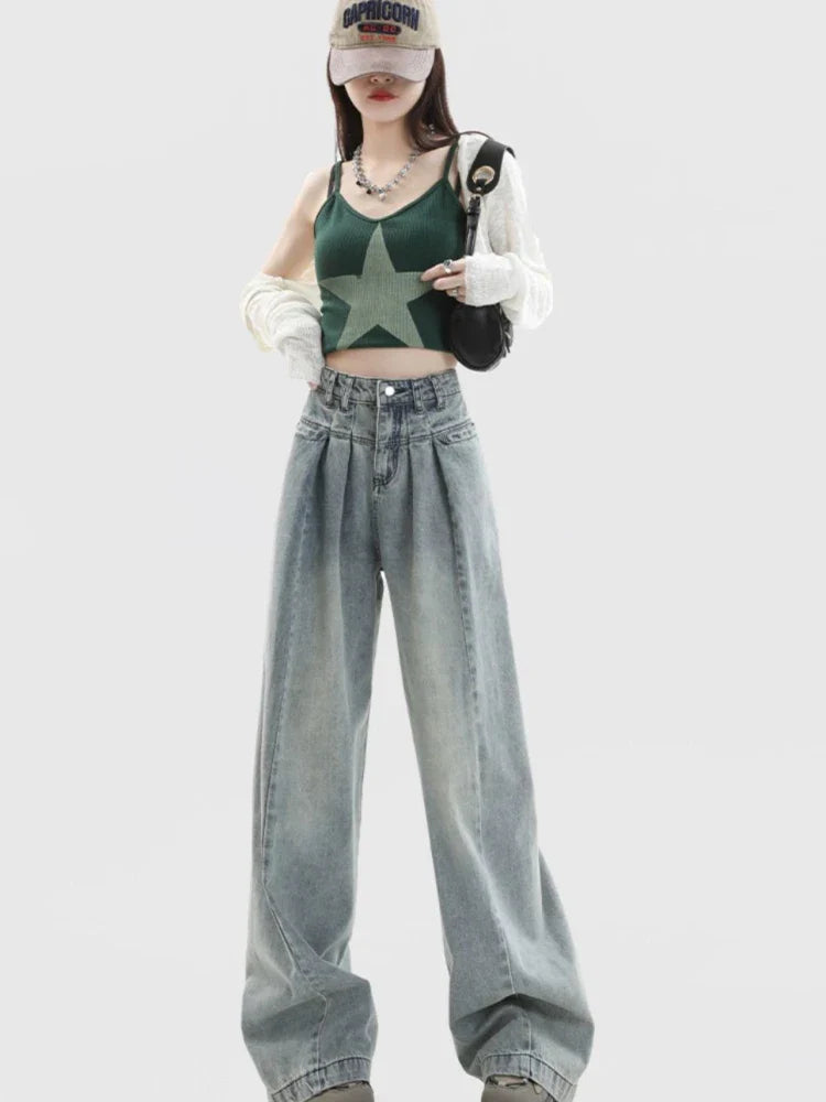 Retro Fashion Chic Allmatch Loose Streetwear Trendy Simple Comfortable Jeans