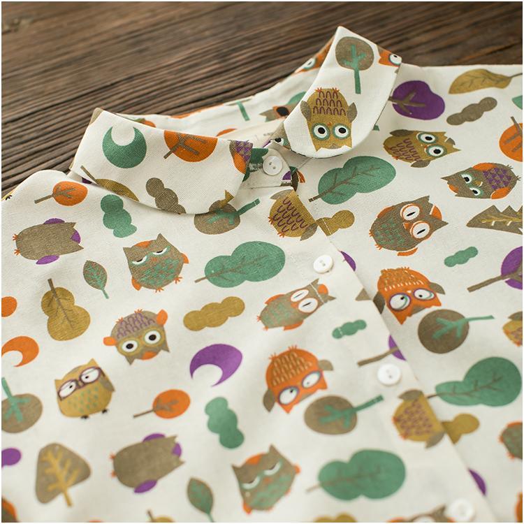 Retro Print Linen Dress Large Pocket Floral Sundress Cotton Traveling Dresses