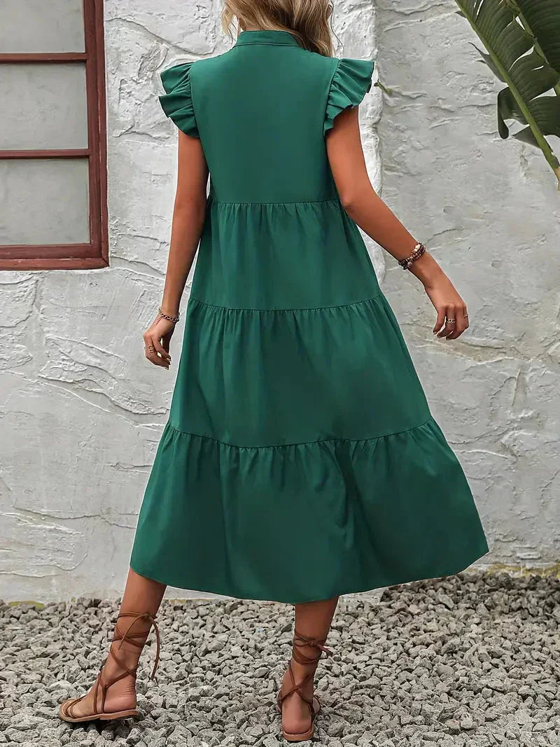 Silvia Womens Ruffle Dress Vintage Inspired Dress with Premium Casual Styling