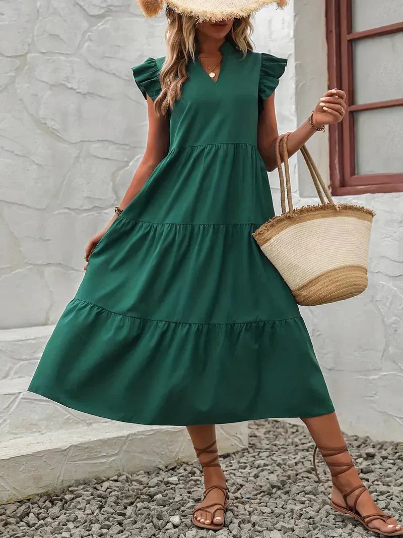 Silvia Womens Ruffle Dress Vintage Inspired Dress with Premium Casual Styling