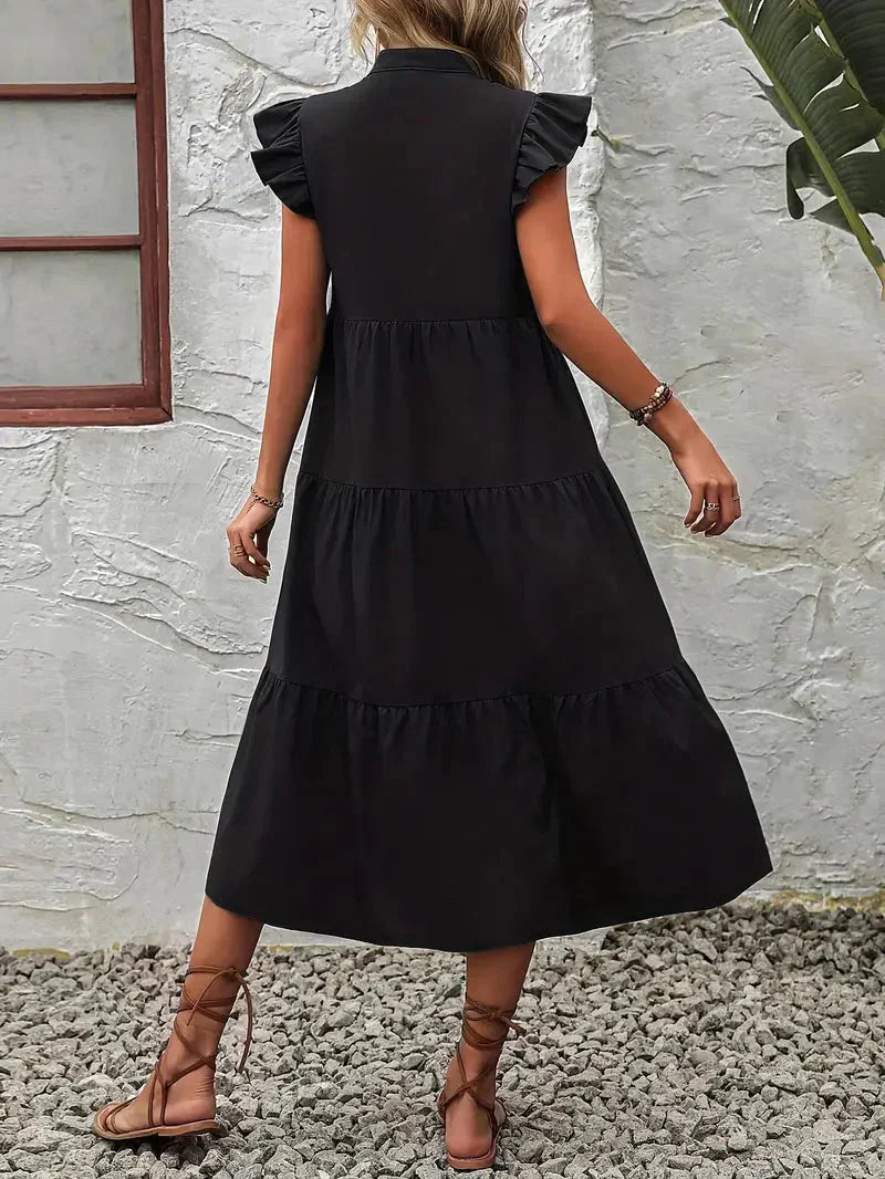 Silvia Womens Ruffle Dress Vintage Inspired Dress with Premium Casual Styling