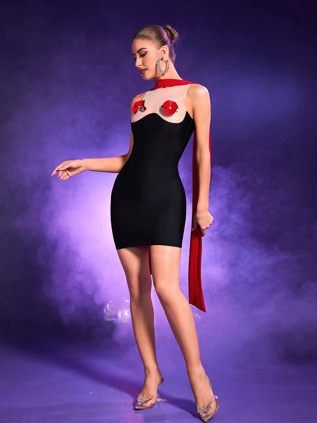Mesh Embellished Bandage Dress
