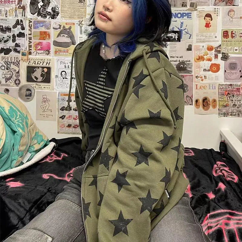 Retro Star Zip Up Hoodie