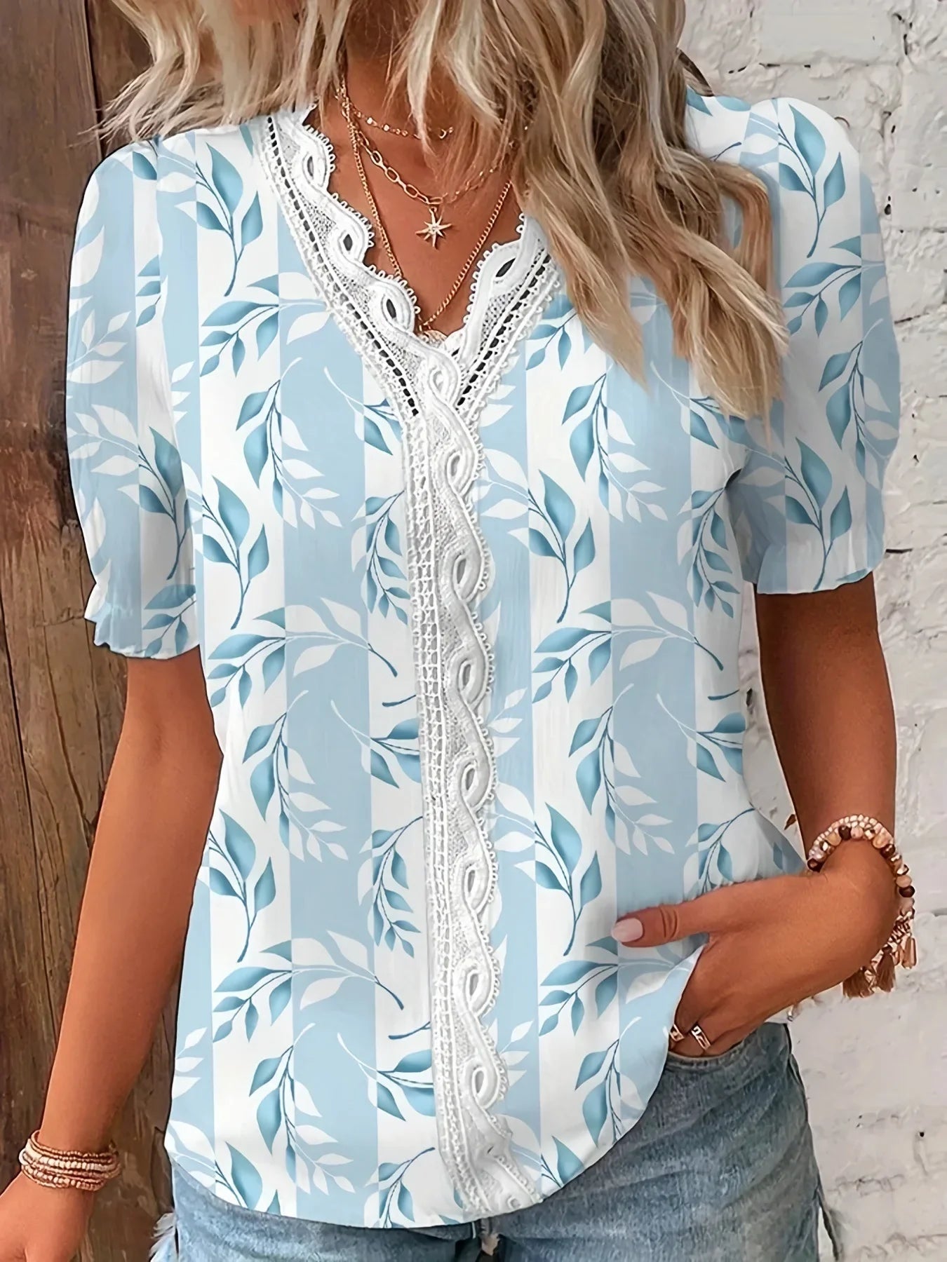 Ruffle Elegant Print Tshirt