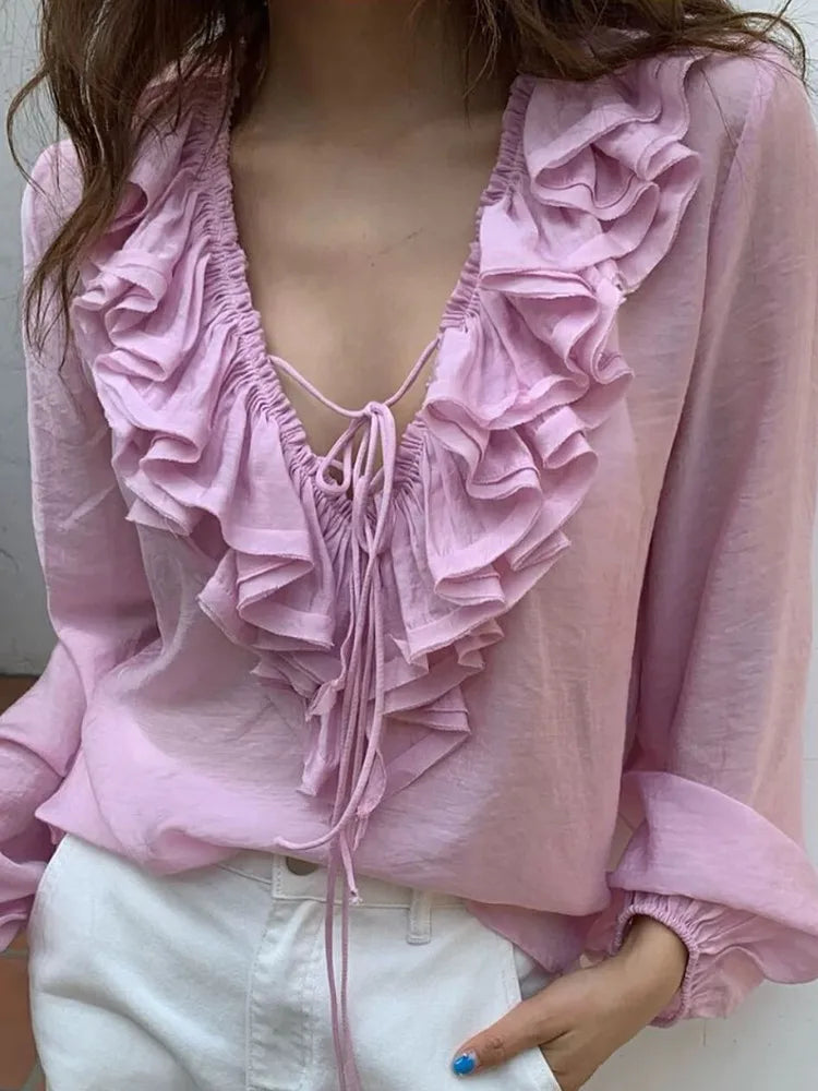 Summer Multicolor Layered Decoration Blouse