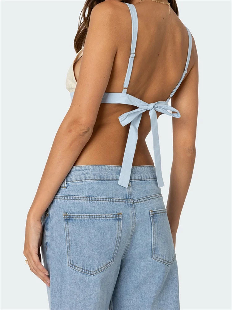 Vintage Patchwork Lace Floral TieUp Cami Top