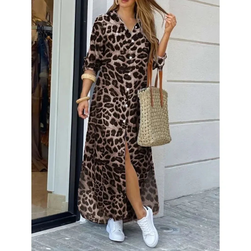 Rafaela Womens Leopard Print Dress with Relaxed Fit and Smart Casual Fashion