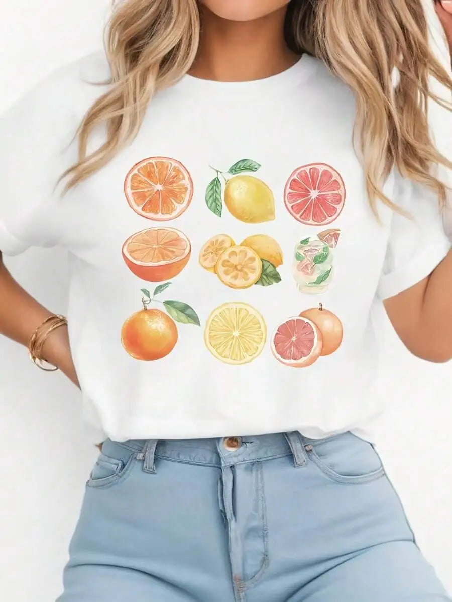 Lemon Orange Cocktail Cotton Tshirt