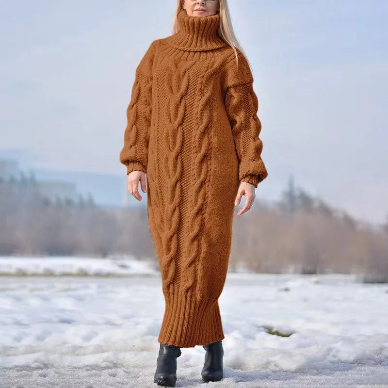 Reina Winter Turtleneck Sweater Dress with Contemporary Everyday Styling