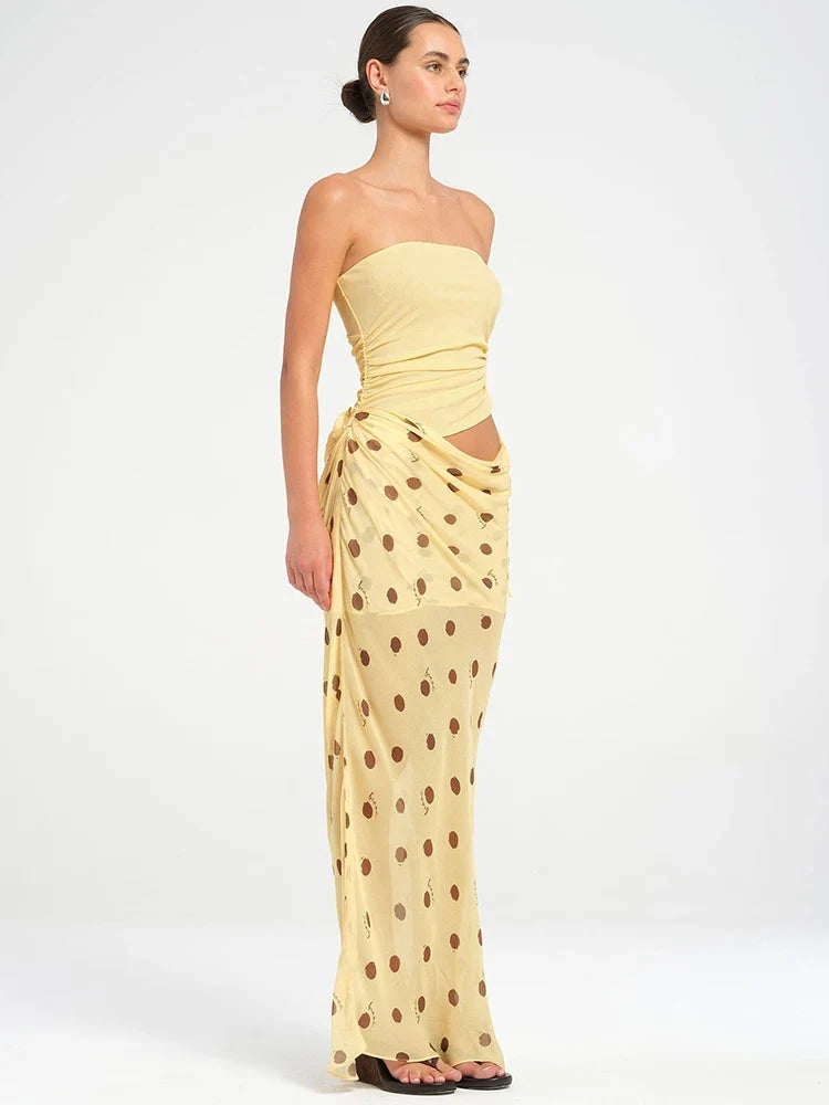 Polka Dot Patchwork Maxi Dress