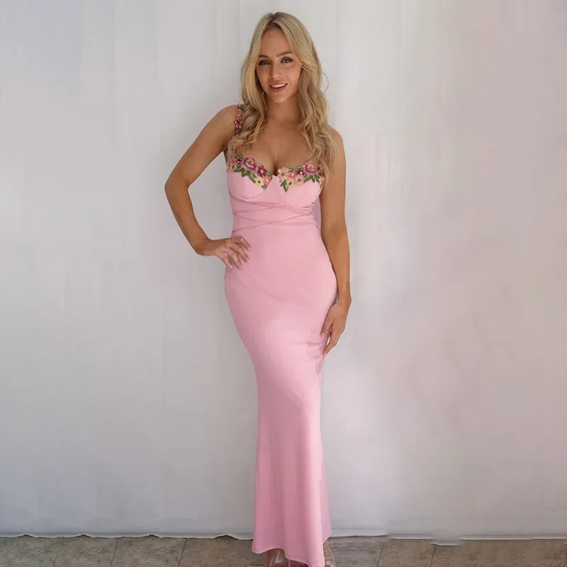 Laceup Bandage Backless Floral Dress
