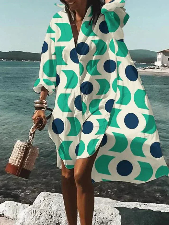 Tamar Aesthetic Wide, Colorful Dress with Summery Patterns Evening Wear Edit