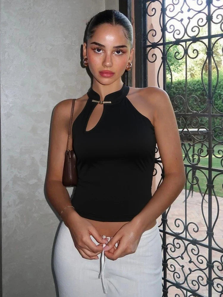 Cheongsam Buckle Hollow Crop Top