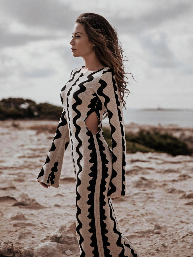 Ximena Premium Long Sleeve Knitted Maxi Dress Wardrobe Essential