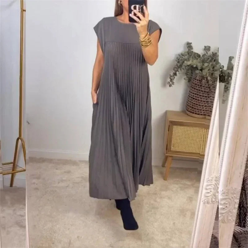 Ofelia Statement Pleated Maxi Dress Chic Silhouette Collection