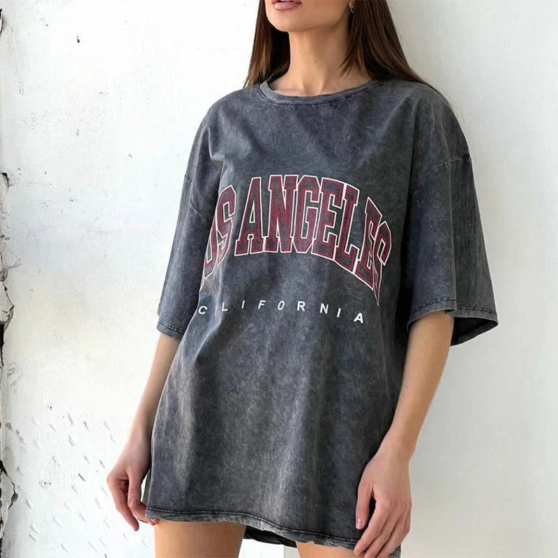 Planet Print Washed Pink Tshirt