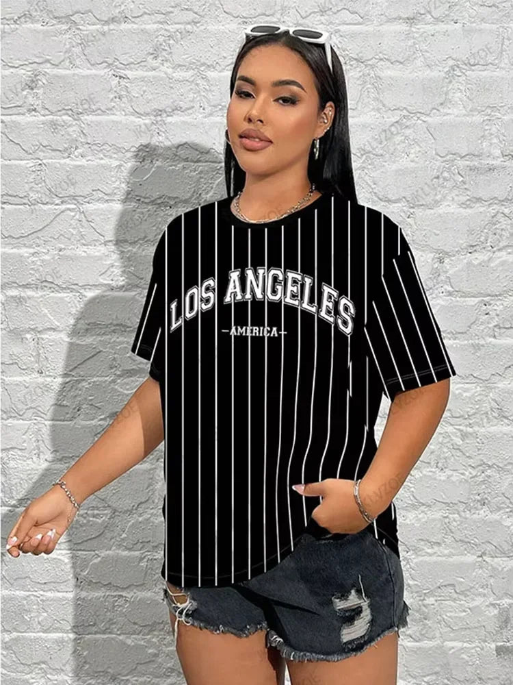 Stripe Print Oversized Tshirt