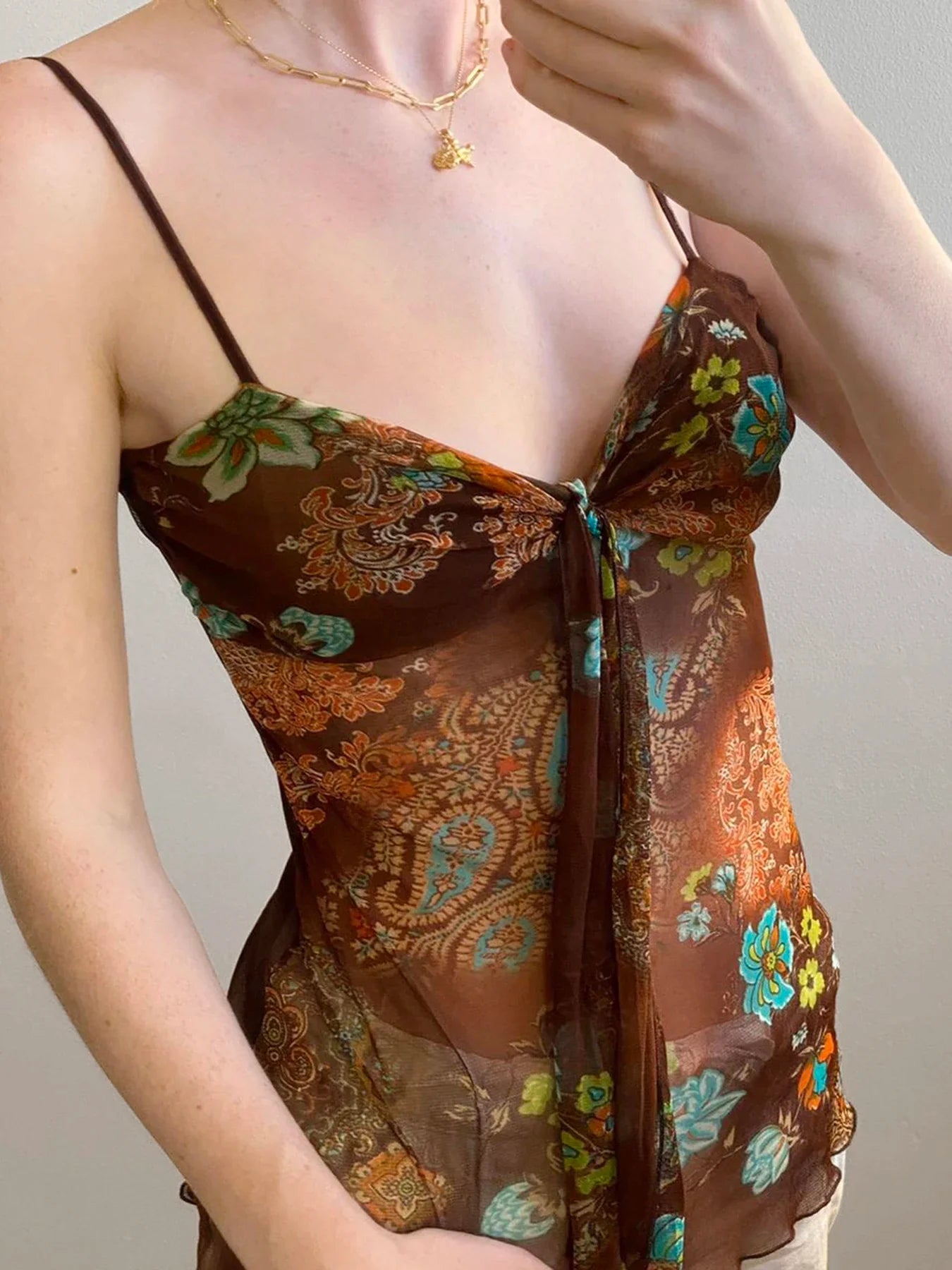 Retro Indie Folk VNeck Cami Top