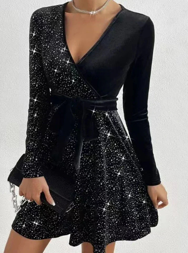 Ailen Exclusive Sequin Wrap Dress Chic Silhouette Collection