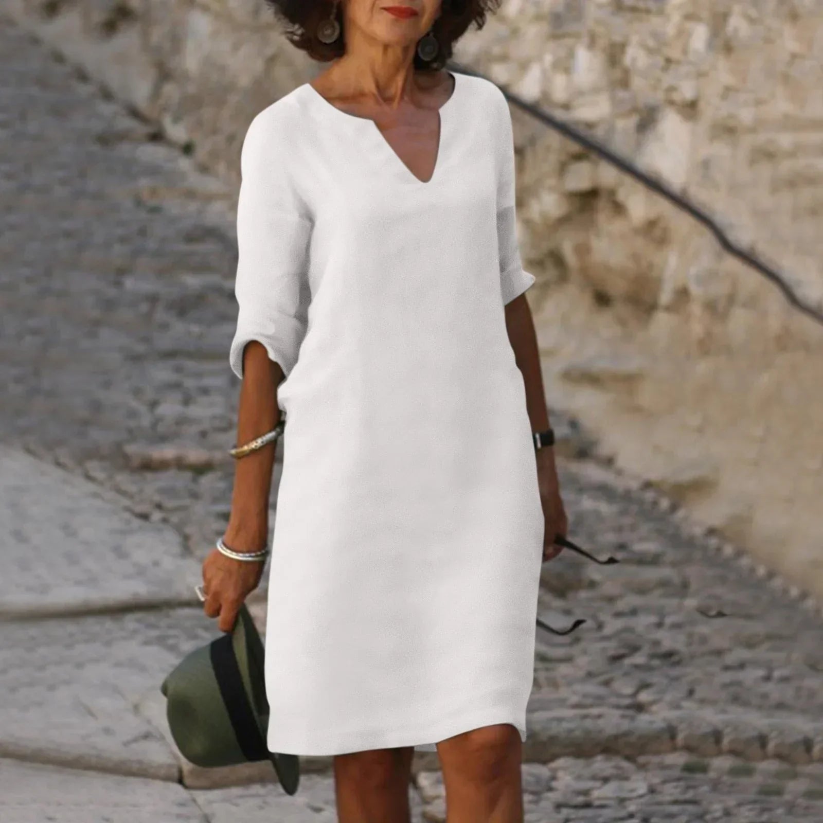Anabel Statement Tummy Covering V Neck Dress Evening Wear Edit