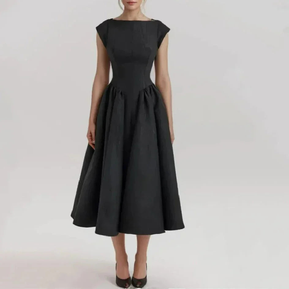 Short Sleeve Hollow Out Back Midi Dress