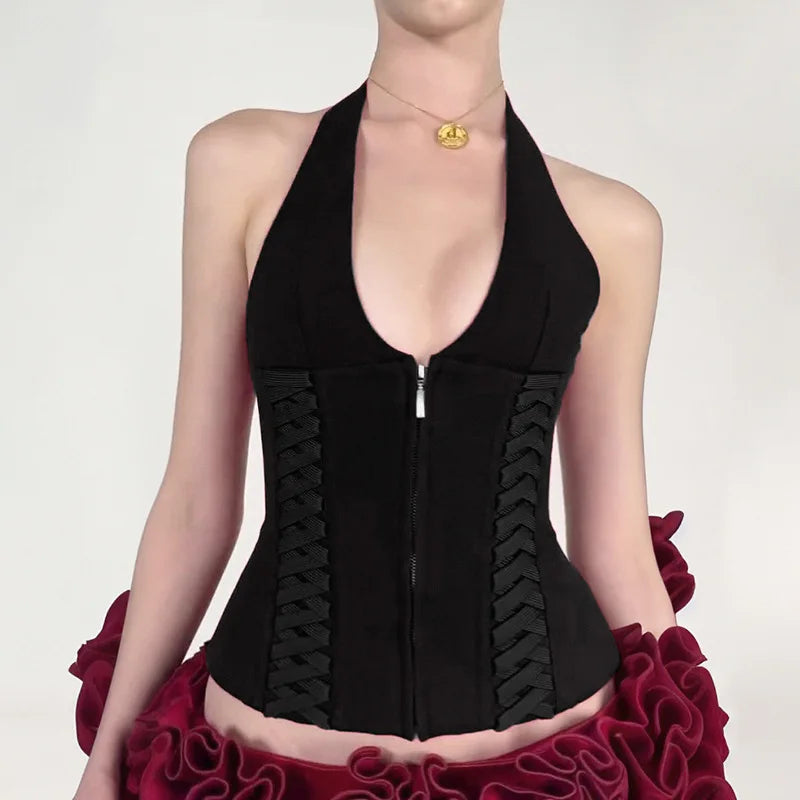 Red Gyaru Corset Crop Top
