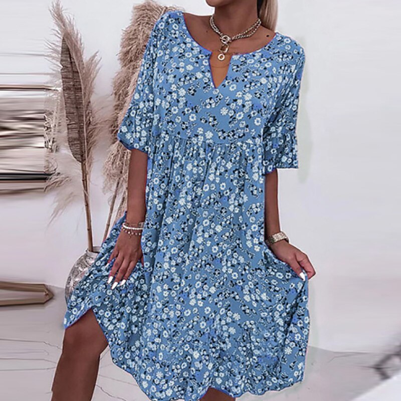 Hipolita Floral O-neck Dress for Women Date Night Outfit