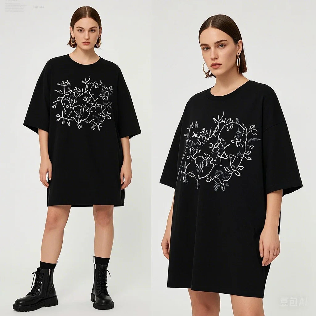 Long Style Cotton Loose Tshirt
