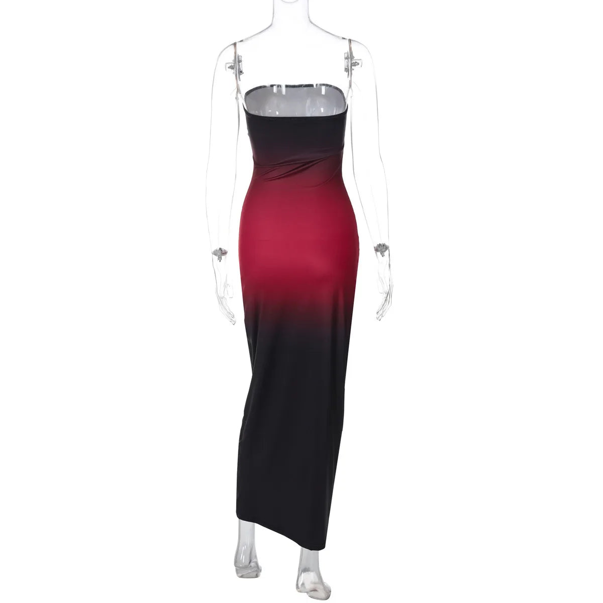 Strapless Black - Red Gradient Long Dress