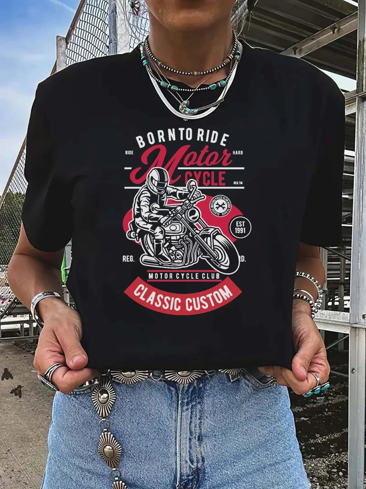 Motorcycle Graphic Casual Tshirt
