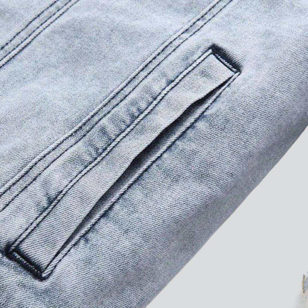 Light Blue Collared Button Front Star Patch Denim Jacket 6