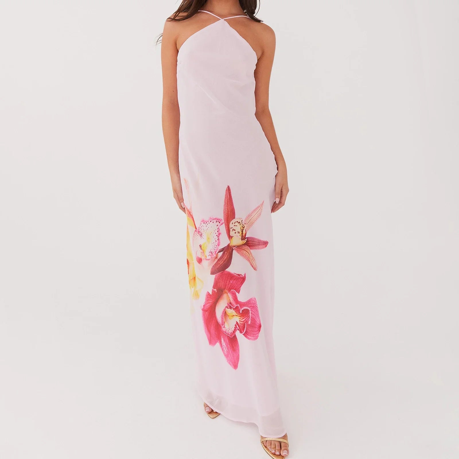 Halter Layered Party Floral Dress
