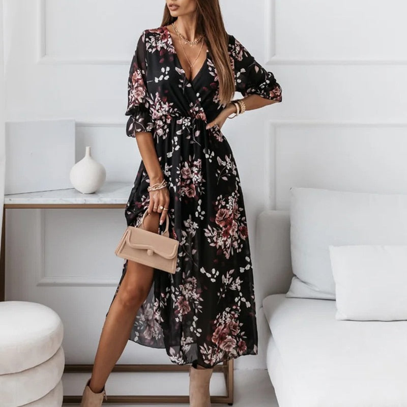 Jacinta Premium Midi Dress with Slit Evening Wear Edit